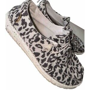 Hey Dude Wendy Woven Cheetah Grey Slip On Shoes Women’s Size 9